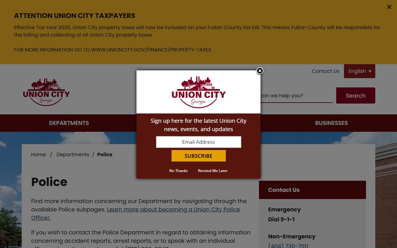 Union City criminal records Union City Police Department