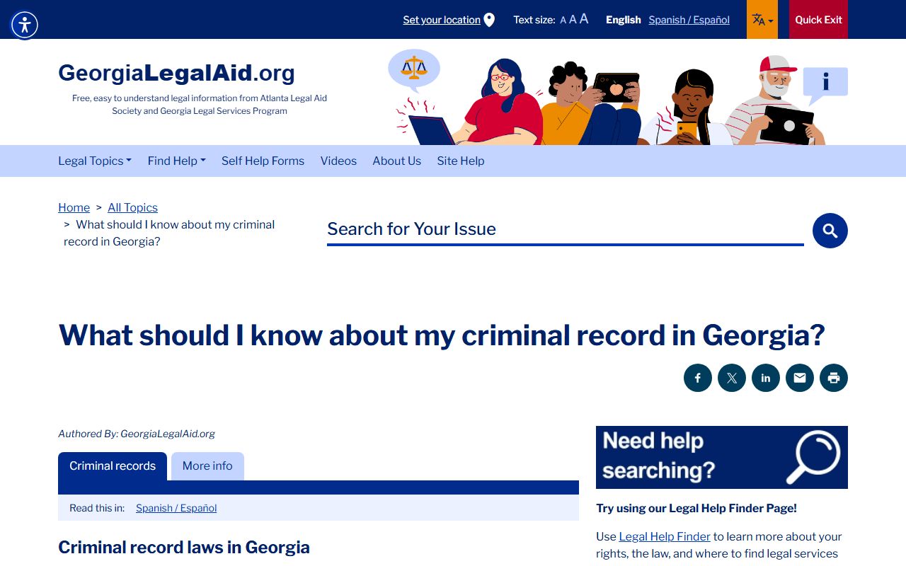 Georgia Legal Aid criminal records information page