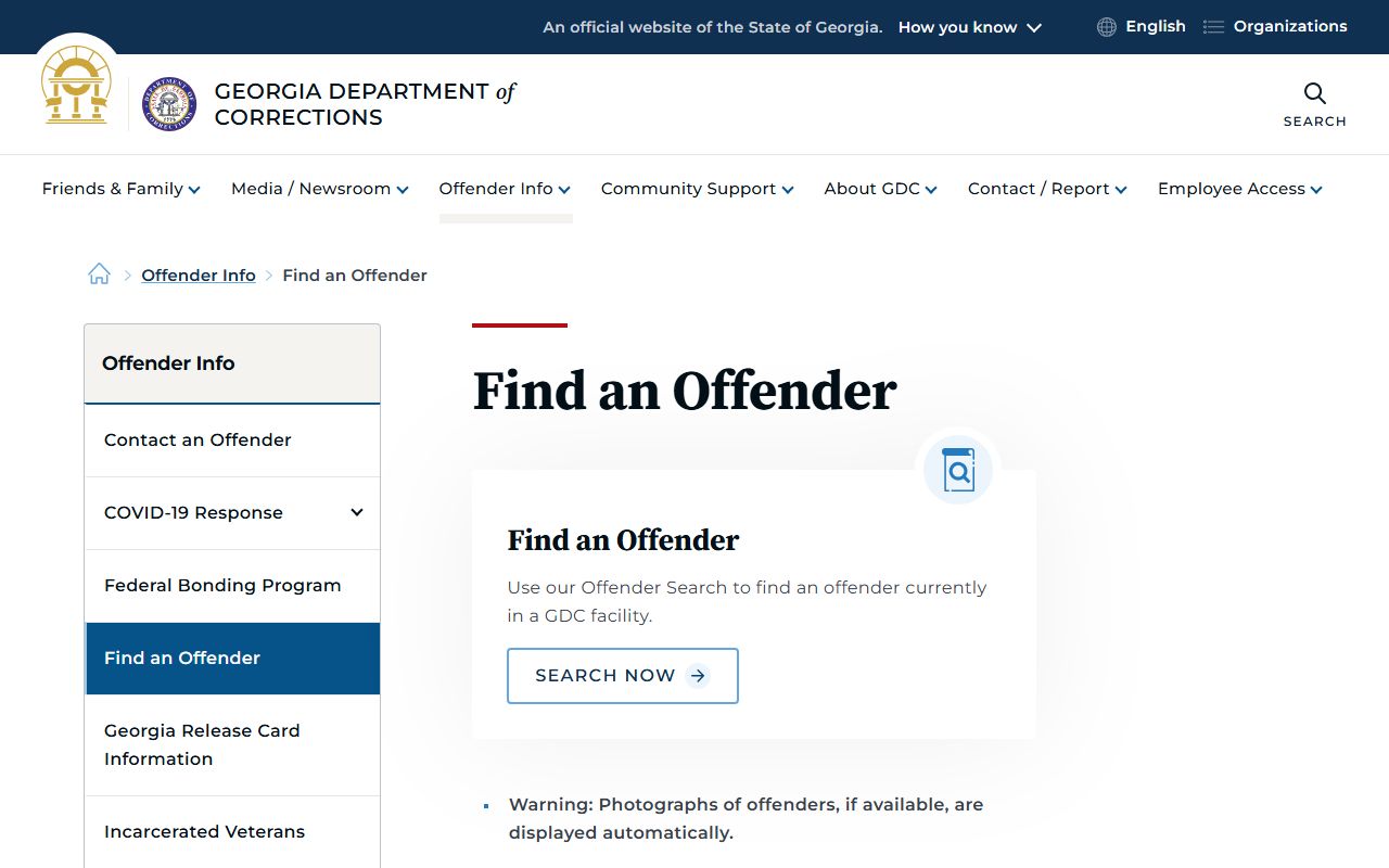 Georgia GDC offender search database for criminal records